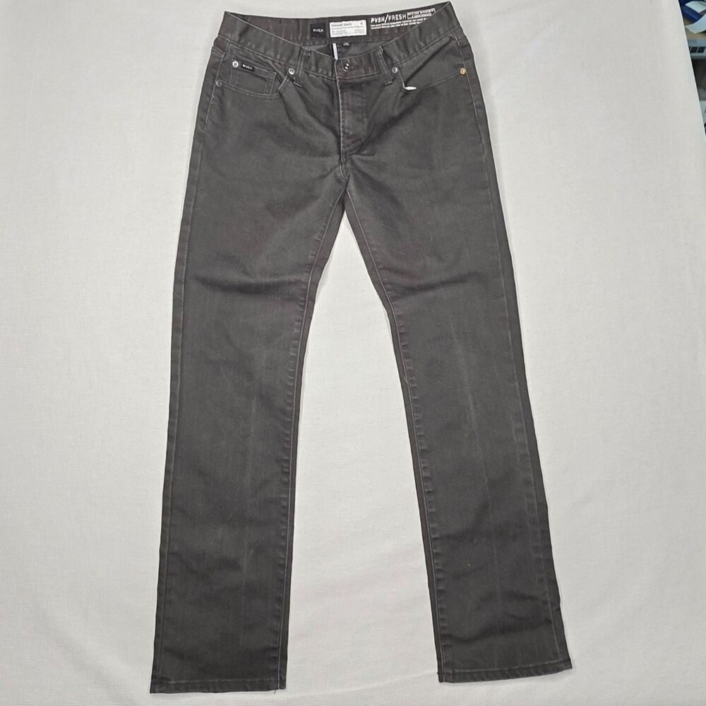 RVCA Daggers PVSH Fresh Denim Jeans Mens 32 Gray Stretch Straight Leg